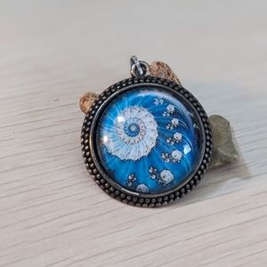 Necklace Pendant Blue Ocean Fractal Spiral Ocean nautilus necklace